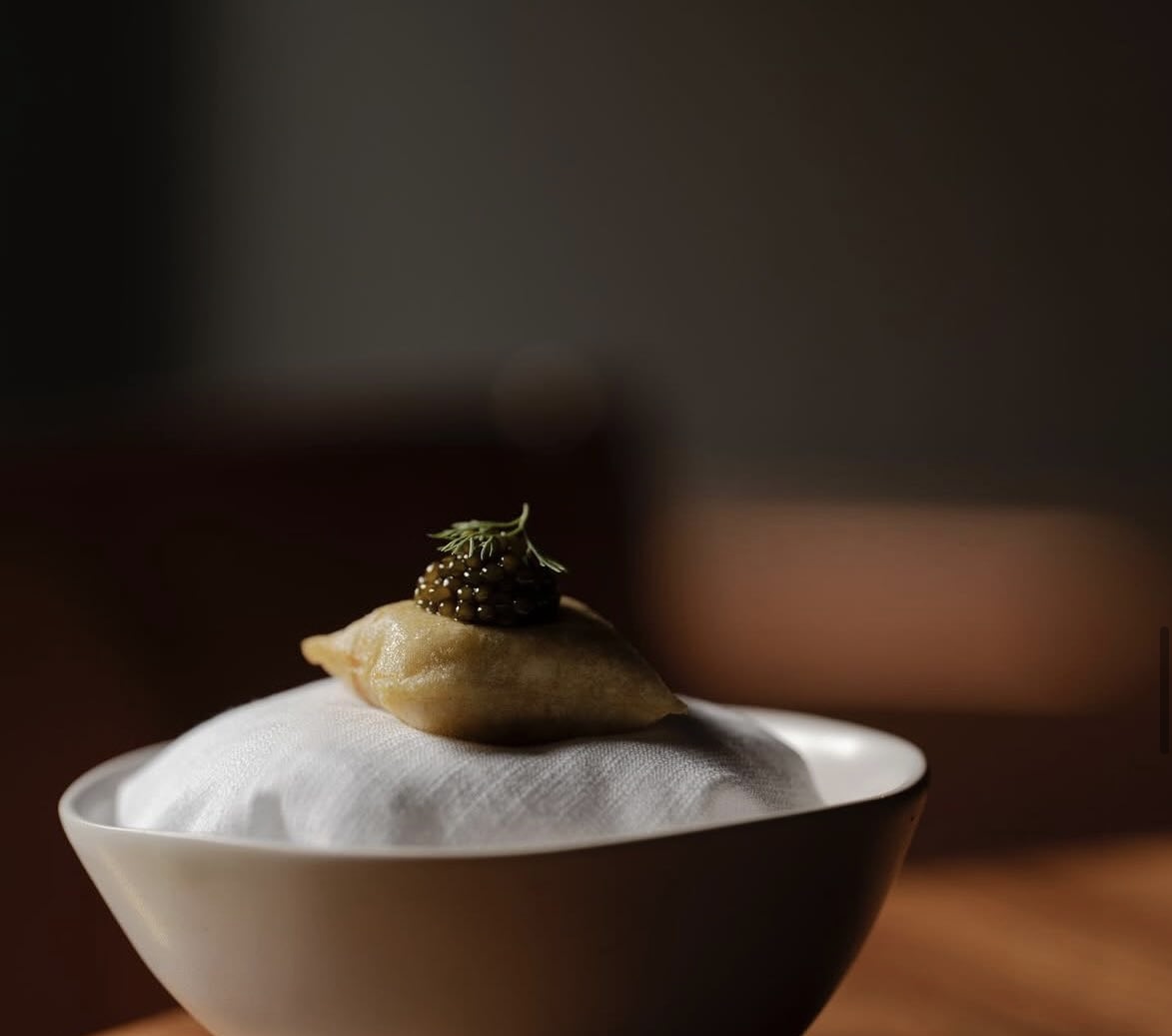 Seared course topped with caviar, Secret Supper 404 catering Atlanta